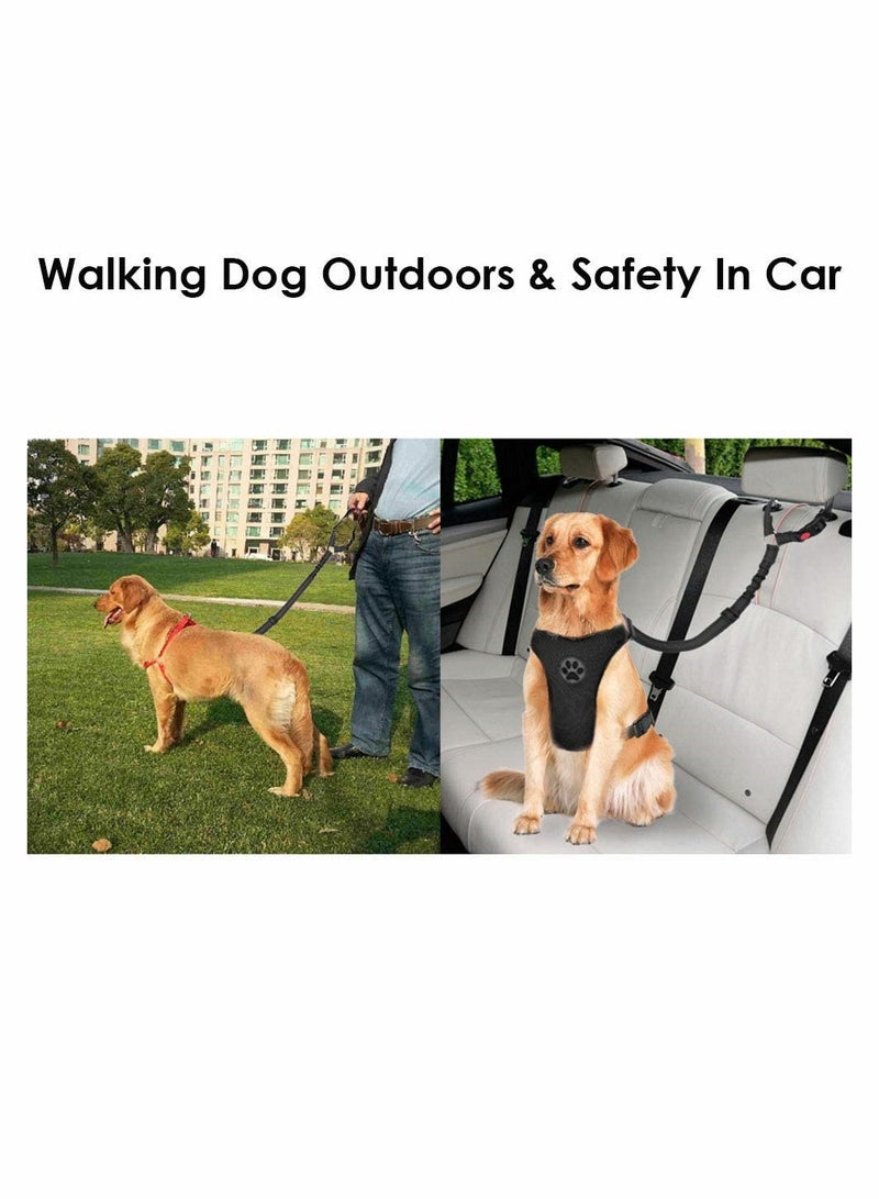 حزام أمان للكلاب ، عبوة من قطعتين ، حزام أمان للسيارة للحيوانات الأليفة ، مسند رأس قابل للتعديل ، حزام أمان للجرو عاكس مرن بنجي ربط الكلب في السفر بالسيارة للاستخدام اليومي - Image 5